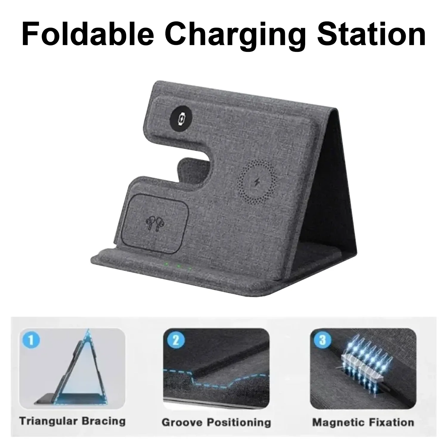 Desktop 3 in 1 Wireless Charge - Watch Charger Cable recension och pris