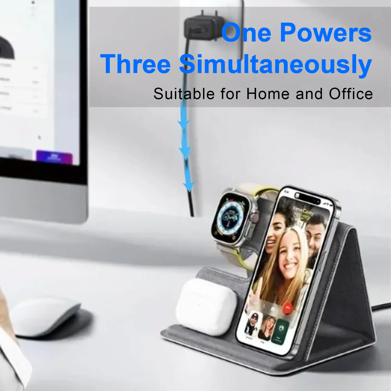 Desktop 3 in 1 Wireless Charge - Watch Charger Cable recension och pris