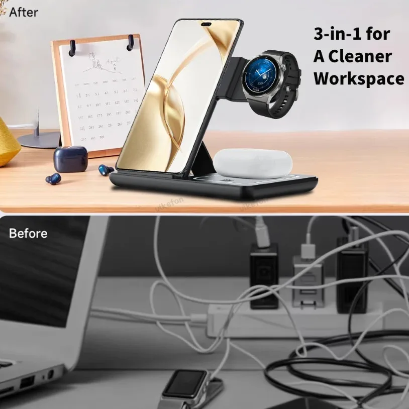 3 in 1 Foldable Wireless Charg - Watch Charger Cable recension och pris