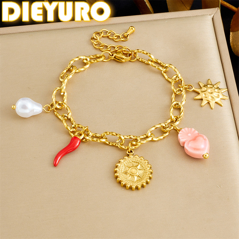 DIEYURO 316L Stainless Steel G - Ceramic Link Bracelet recension och pris