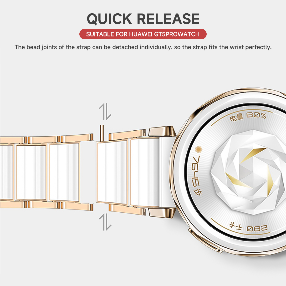 Ceramic Watch Strap for Huawei - Ceramic Link Bracelet recension och pris